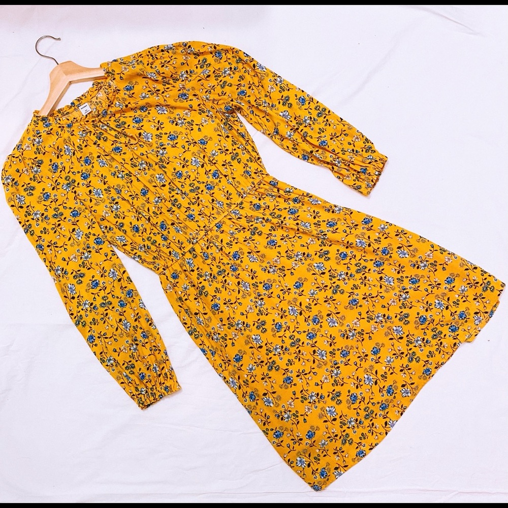 Yellow Floral Long Sleeve Old navy Flowy Dress